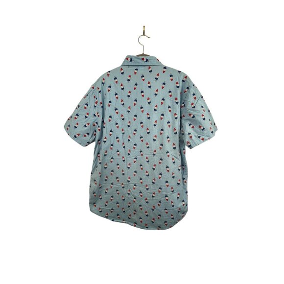 Fifth Sun Button Up Shirt Men’s Medium Red White Blue Popsicle Short Sleeve - Picture 4 of 5